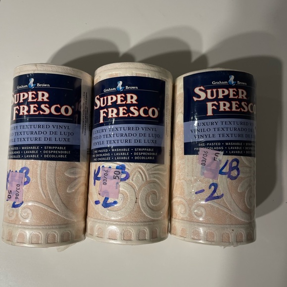 Graham & Brown Super Fresco Textured Vinyl Wallpaper Beige Lot 3 Made England - Picture 6 of 6